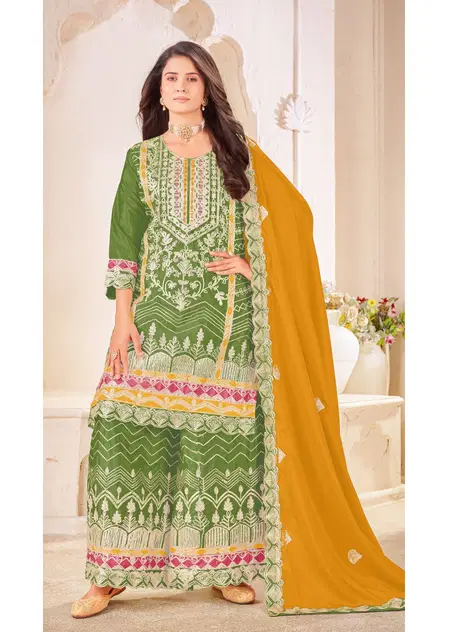 Khas 4489 A To C Chinon Silk Readymade Pakistani Plazzo Suits Wholesale Online